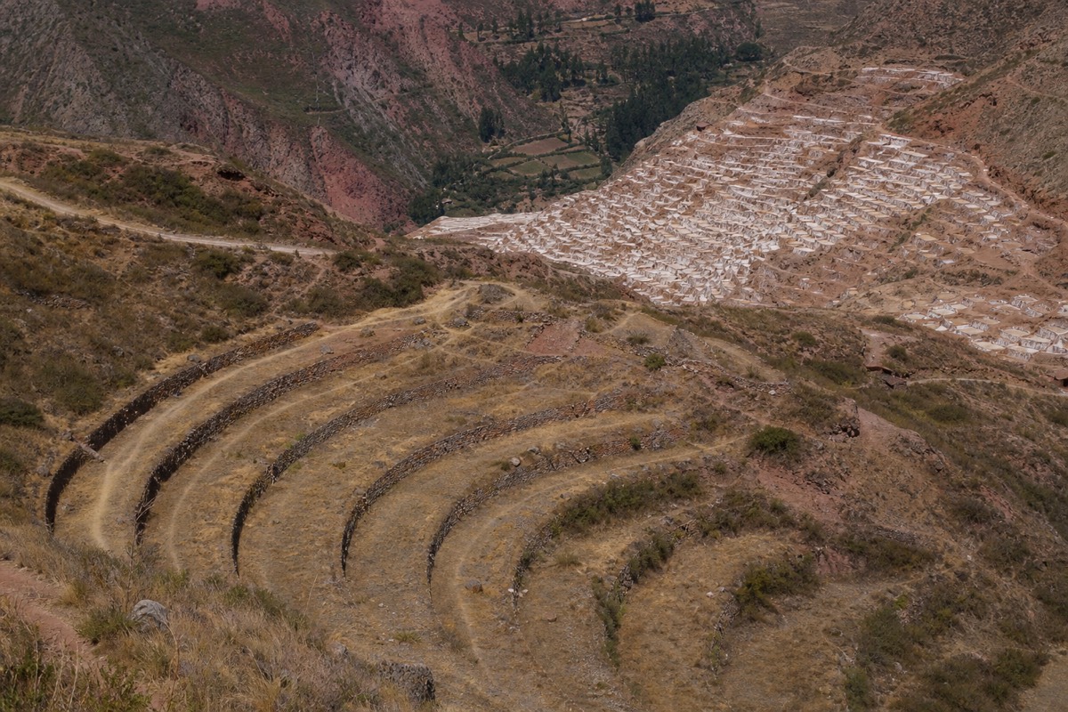 Moray circular terraces and the salt pans of Maras on the Pisac to Maras route