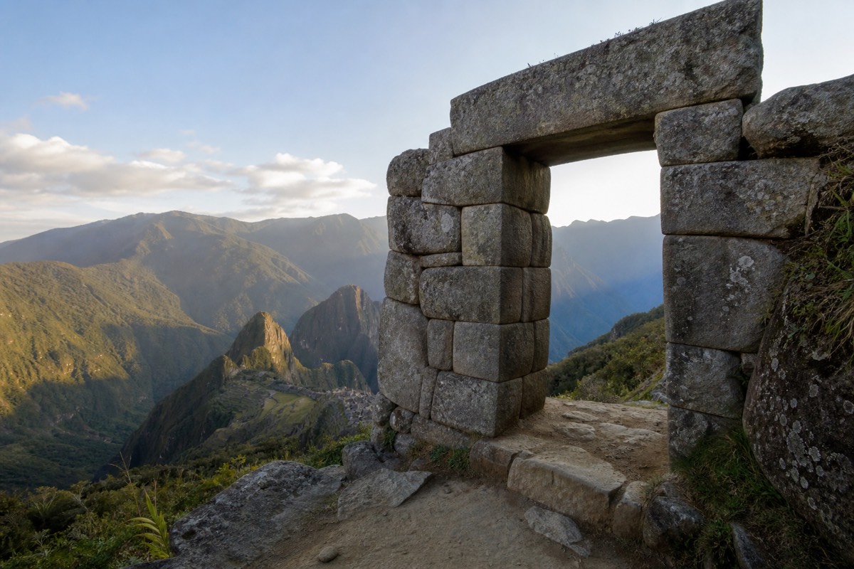 The Sun Gate, Inti Punku, above the citadel, a viewpoint reached by travelers who buy Machu Picchu tickets for this route