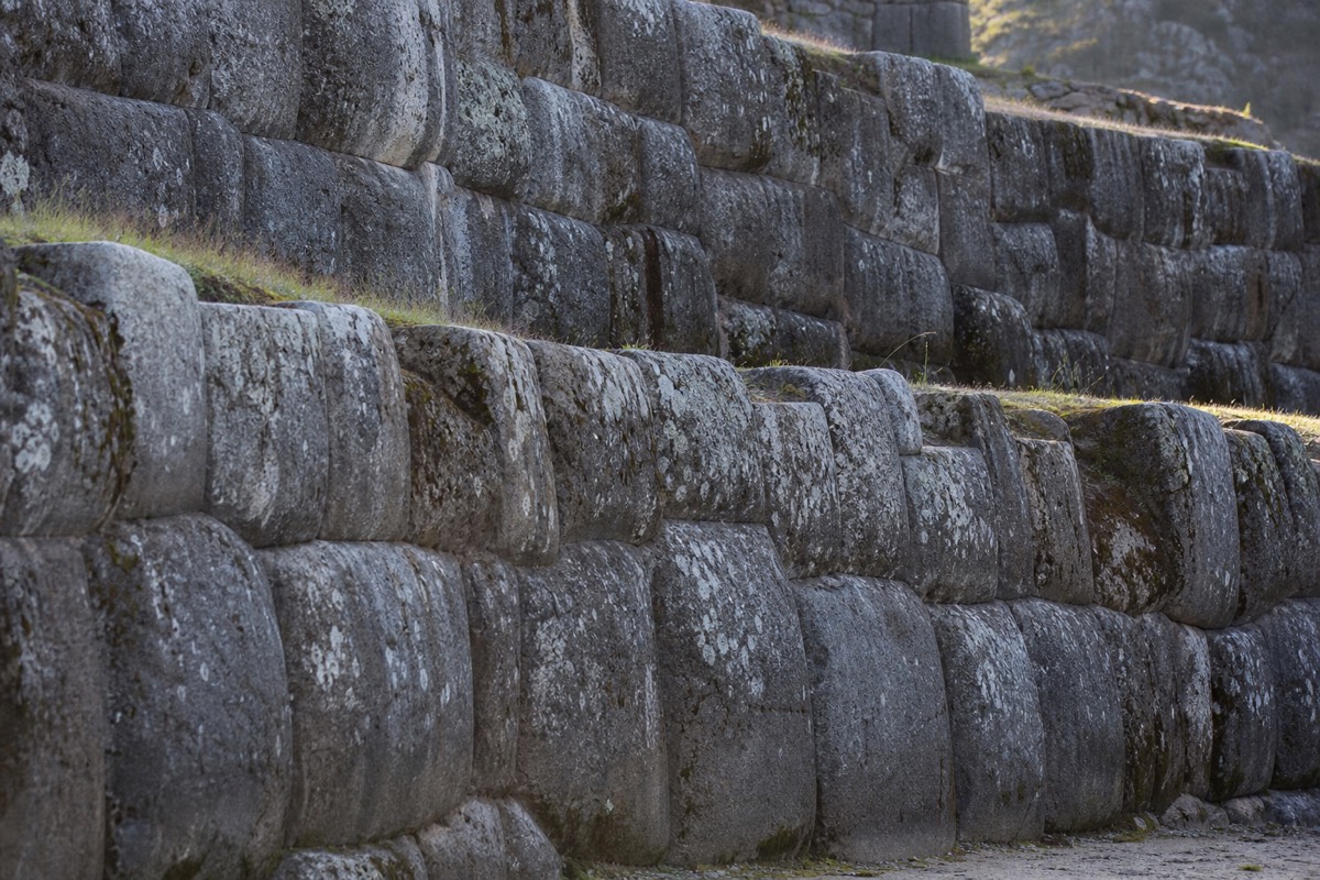 Inca stone terrace detail showing masonry that has survived over 500 years, seen on a Machu Picchu full-day train adventure
